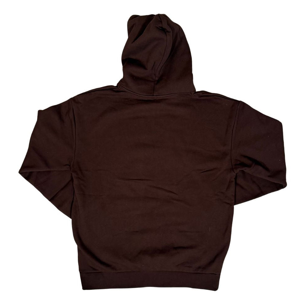 Brown hoodie backside on a white background