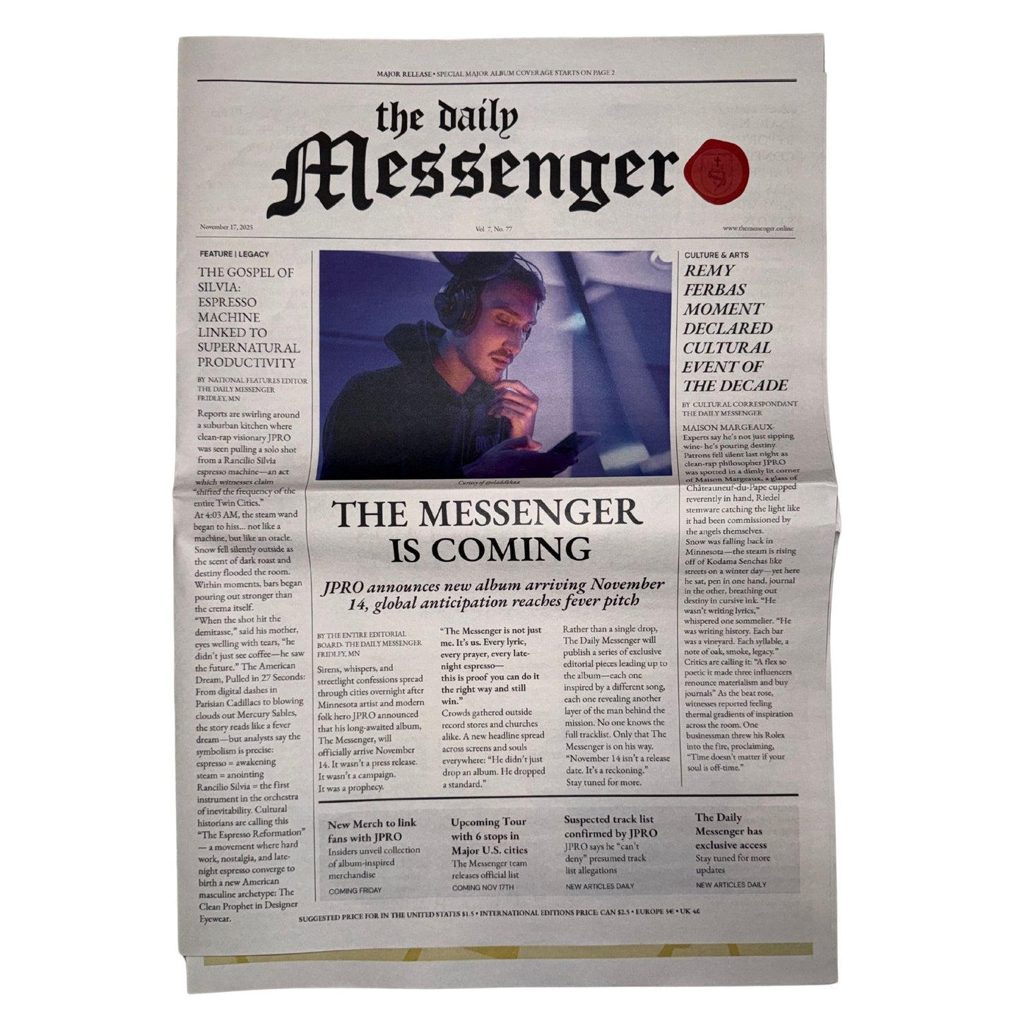 The Daily Messenger Collectible Newspaper